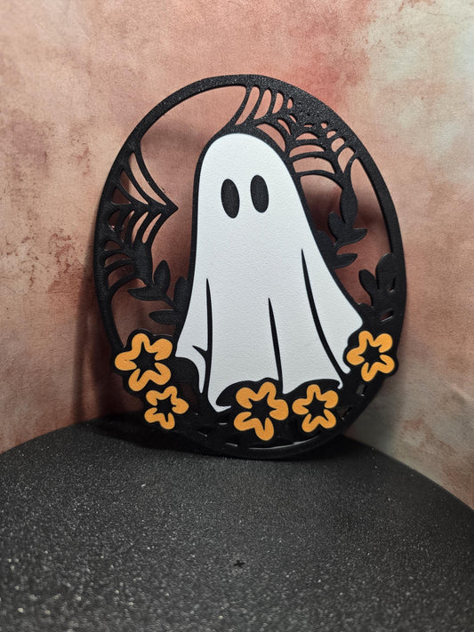 Halloween wall decorations- Ghost with Flowers